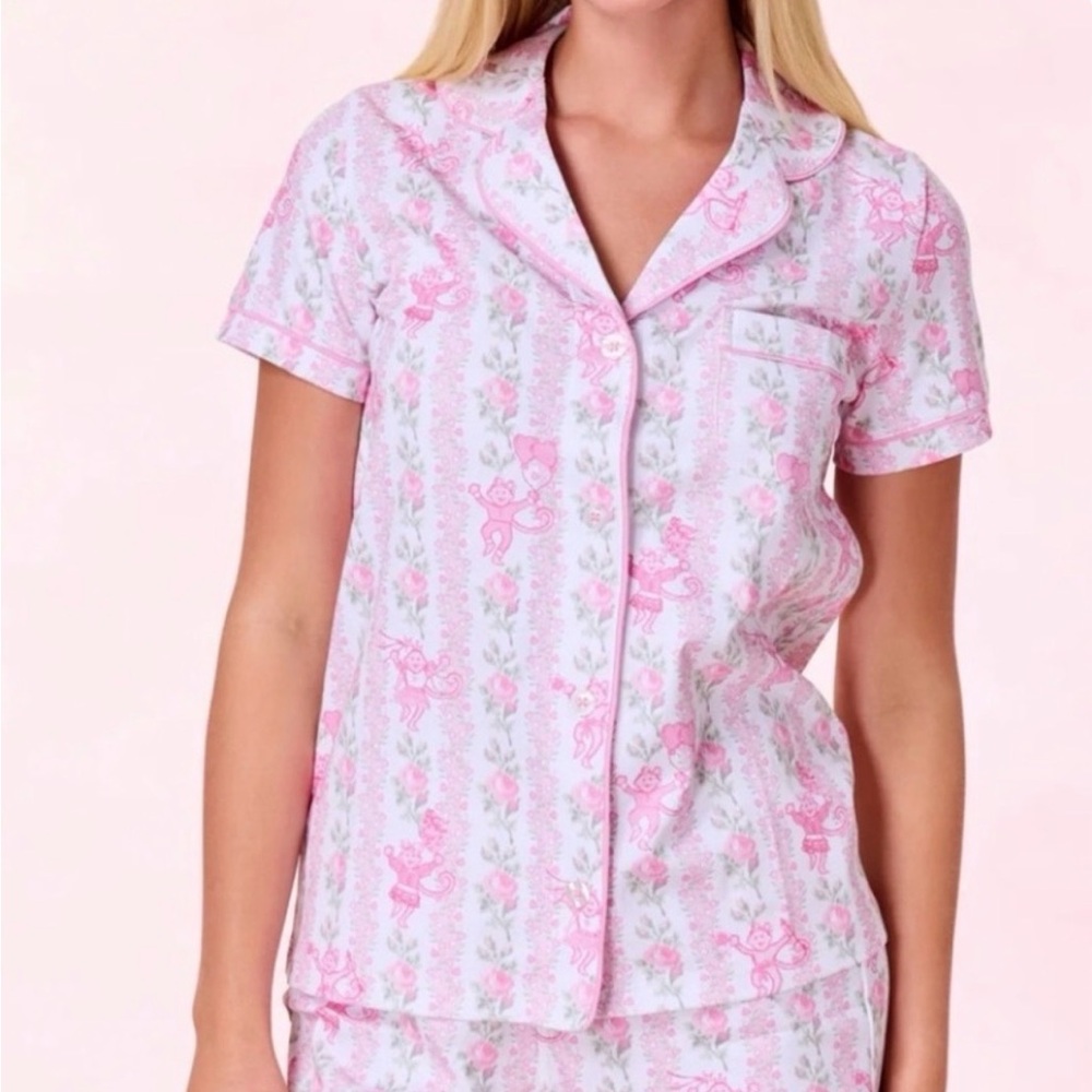 Roller Rabbit Loveshack Fancy Pajamas Pink Heirloom Monkey Polo Pajamas Small